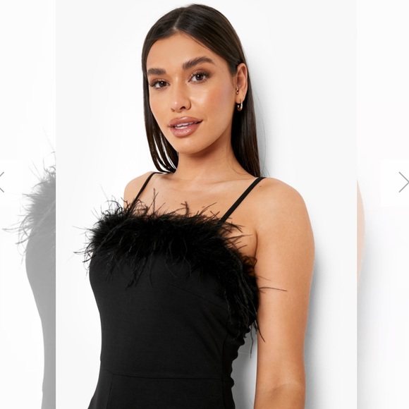 {Boohoo} Strappy Feather Wide Leg Jumpsuit - NEW, WEDDING, BIRTHDAY - Picture 4 of 9